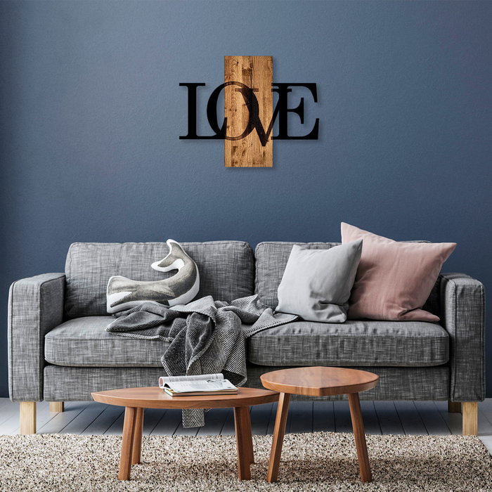 Wallity MA-303 Accesorio decorativo de pared de madera y metal Nogal y Negro